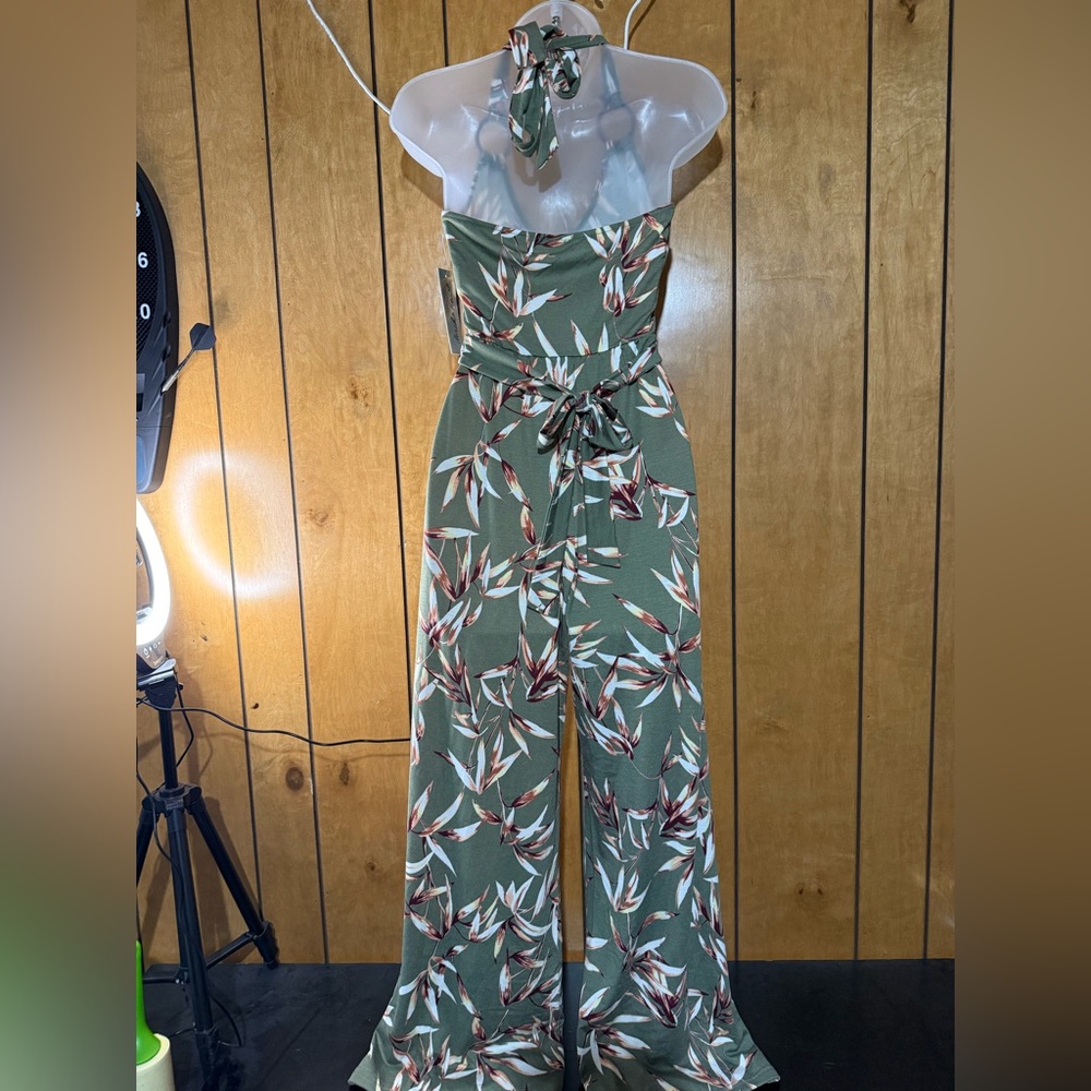 Derek Heart Olive Floral Jumpsuit - Picture 2 of 3